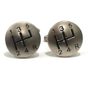 3D Manual Gear Shifter Cufflinks – 6-Speed Shift Pattern Flat Finish